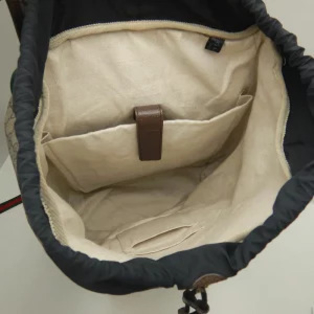 Gucci Backpack Rucksack GG Beige Soft Daypack Supreme Canvas - Picture 7 of 9